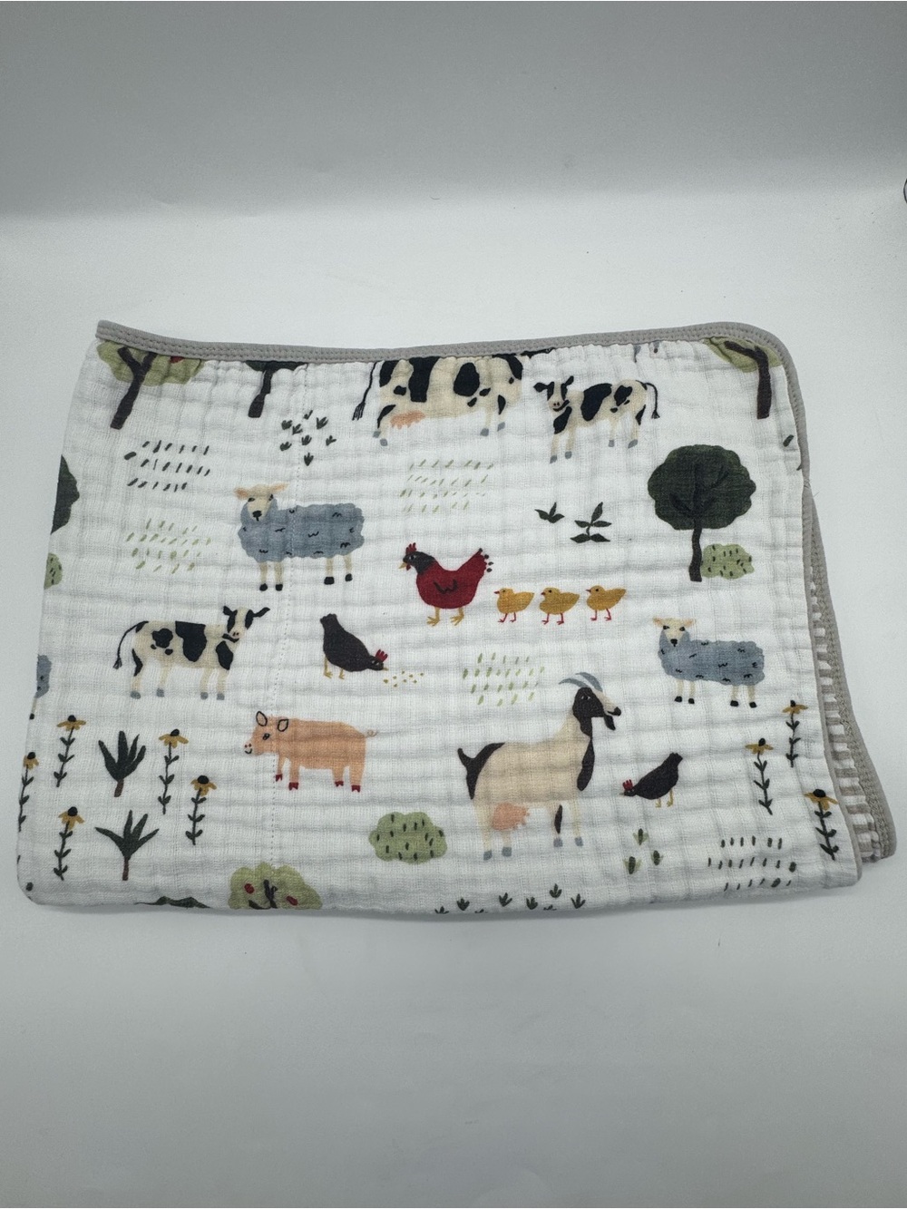 Red Rovr Baby Swaddle Blanket featuring Farm Animals